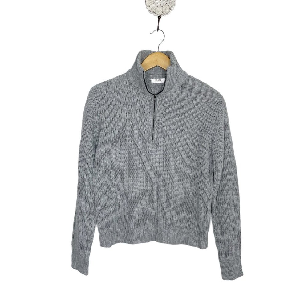NEW Cloth by Design Gray Half Zip Knit Sweater Size XS